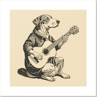 labrador retriever playing guitar Posters and Art